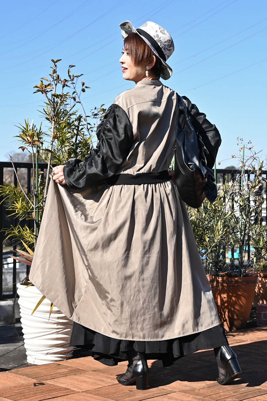 ２WAYブルゾンワンピース+ウエストリブサーキュラースカート【２月中旬以降発送予定】