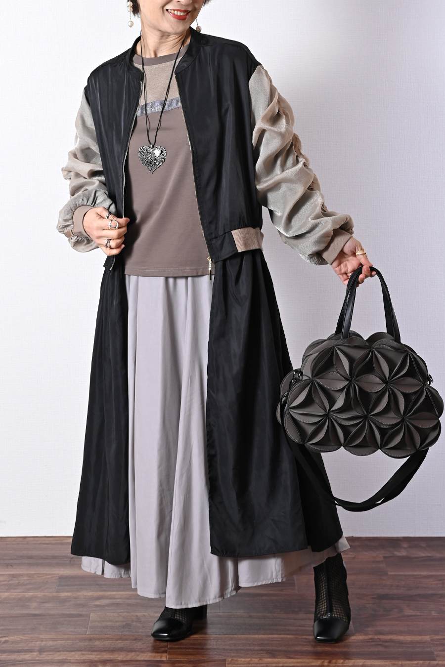 ２WAYブルゾンワンピース+ウエストリブサーキュラースカート【２月中旬以降発送予定】