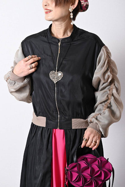 ２WAYブルゾンワンピース+ウエストリブサーキュラースカート