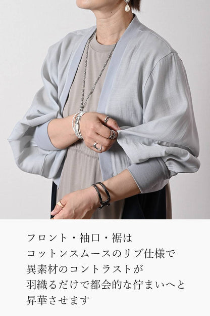 配色カットワンピース+シアーボレロカーディガン２点セットコーデ