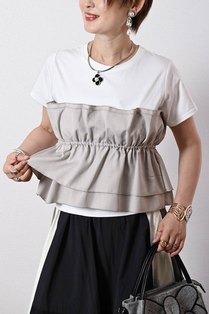 ティアードドッキングＴシャツ＆ワイドパンツ セットアップ