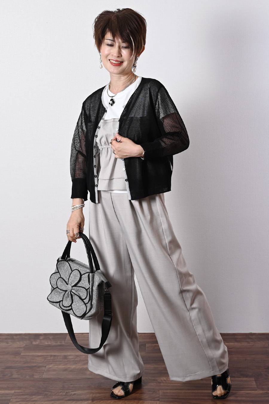ティアードドッキングＴシャツ＆ワイドパンツ セットアップ