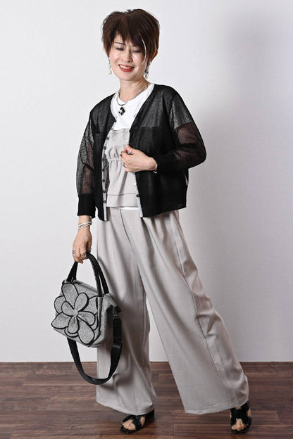 ティアードドッキングＴシャツ＆ワイドパンツ セットアップ