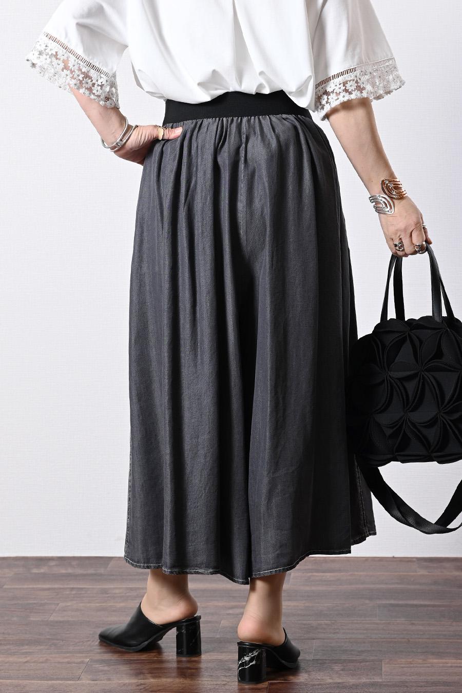 柔らかゆったりスカート見え！セルロースデニム 超ワイドパンツ
