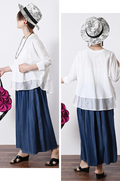 柔らかゆったりスカート見え！セルロースデニム 超ワイドパンツ