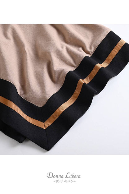 ゆったりなのにスッキリ！配色ライン入り ドルマンワイドプルオーバー