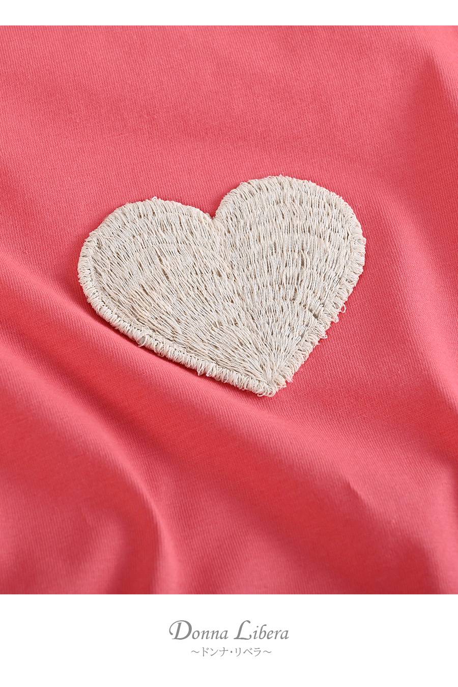 大人の遊び心を上品に！立体ハート刺繍半袖プルオーバー