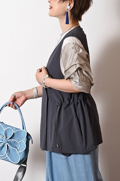 接触冷感でシワになりにくい！高密度ワッシャー ドローストリングジレ【セットアップ対応】