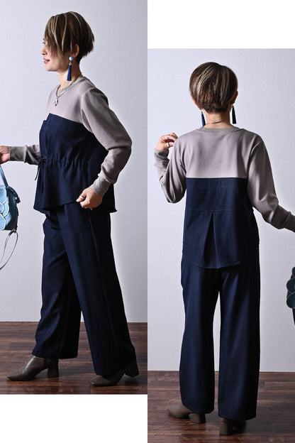 快適さときちんと感！フロントアシンメトリードッキングプルオーバー【10/11迄5,256円OFF】