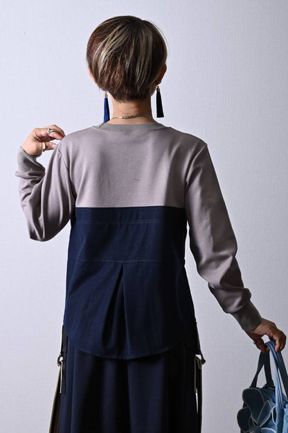 快適さときちんと感！フロントアシンメトリードッキングプルオーバー【10/11迄5,256円OFF】