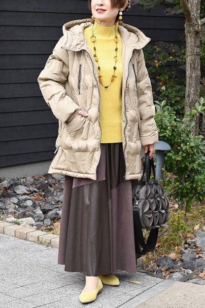 【Special Offer 40%OFF】幾何学柄シームレスダウンコート