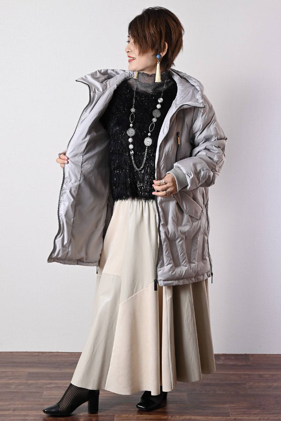 【Special Offer 40%OFF】幾何学柄シームレスダウンコート