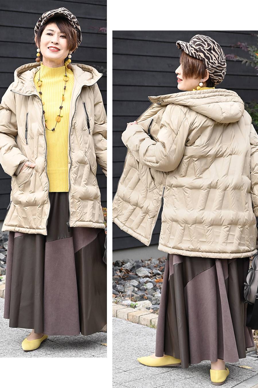 【Special Offer 40%OFF】幾何学柄シームレスダウンコート