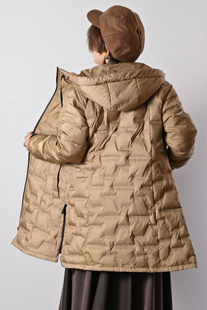 【Special Offer 40%OFF】ライン柄軽量シームレスロングダウンコート