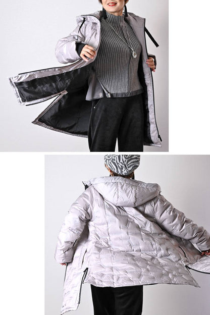 【Special Offer 40%OFF】ライン柄軽量シームレスロングダウンコート