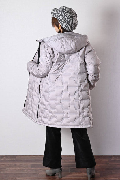 【Special Offer 40%OFF】ライン柄軽量シームレスロングダウンコート