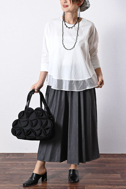 煌めくパヴェボールがアクセント　ブラックスタイル ロングネックレス　マグネット留め