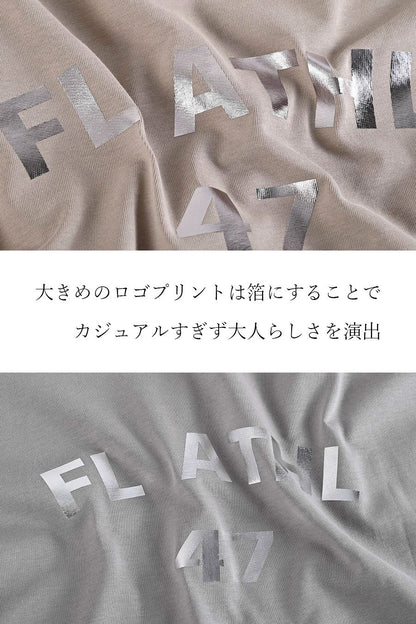 BIGシルエットでシーズンレス！箔プリント レイヤード風プルオーバー