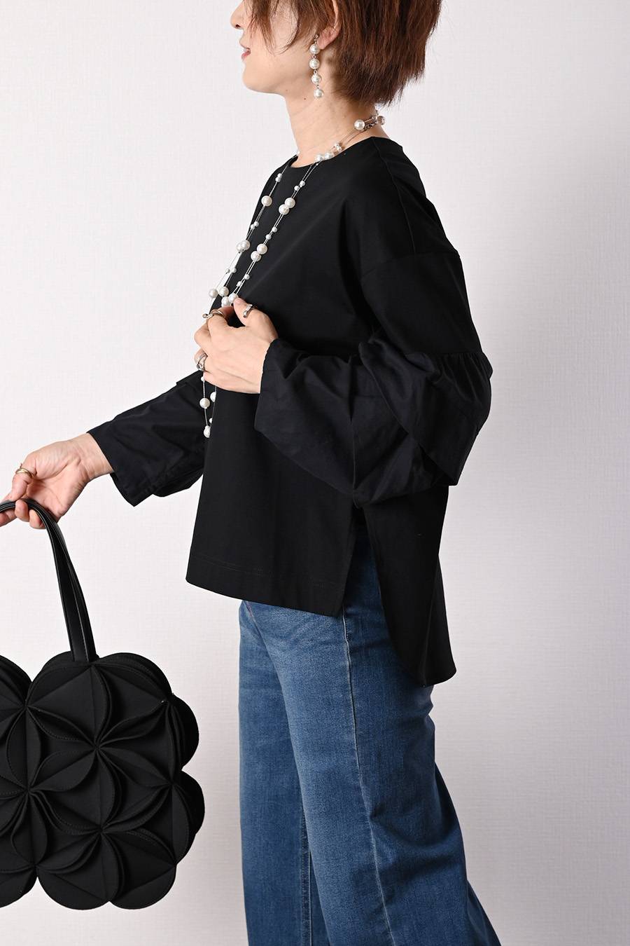 軽やかシルケットタックスリーブプルオーバー