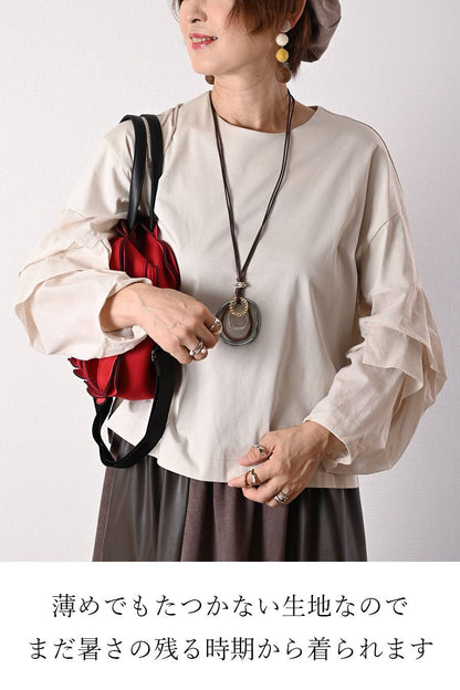 軽やかシルケットタックスリーブプルオーバー