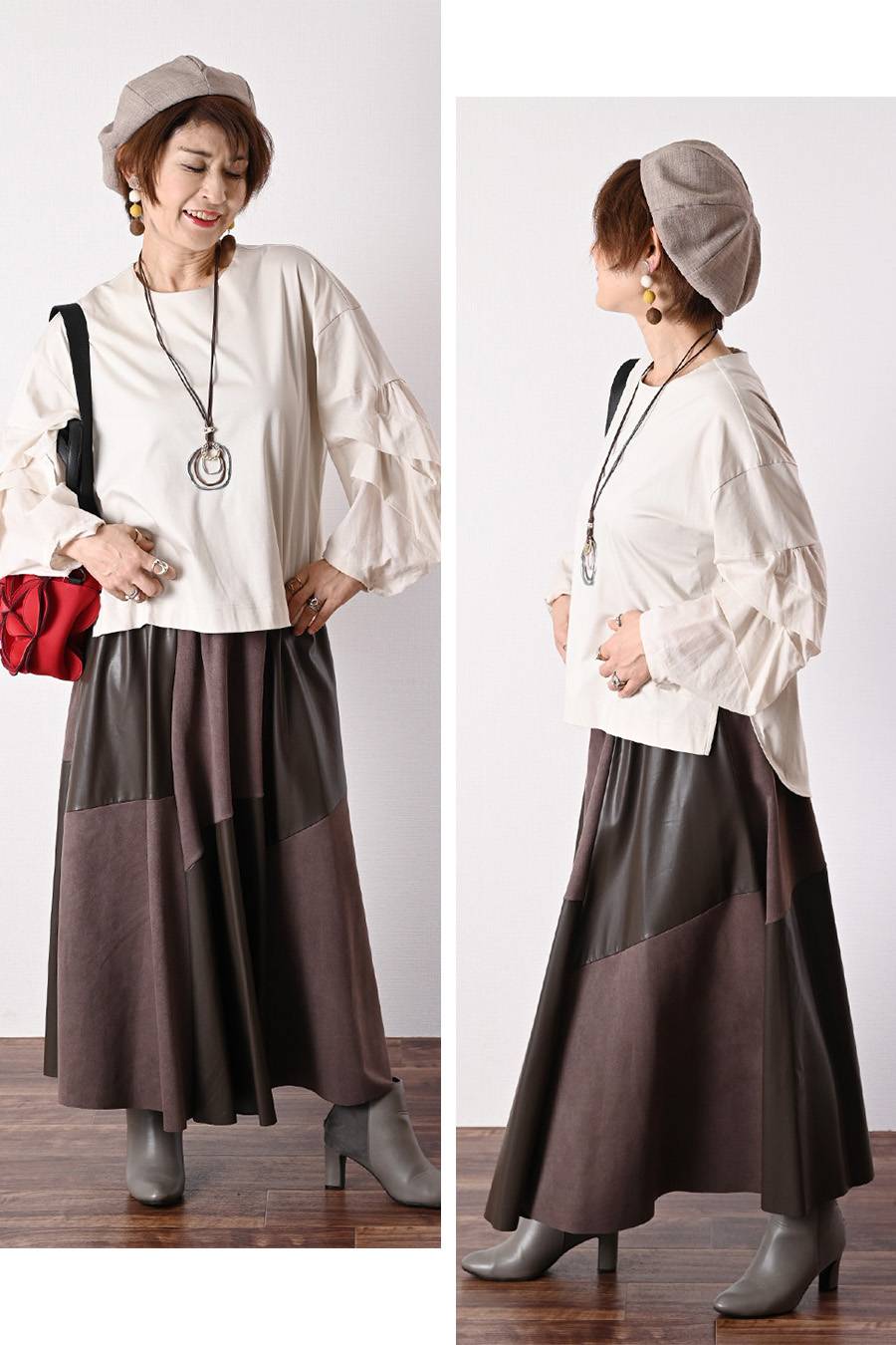 軽やかシルケットタックスリーブプルオーバー