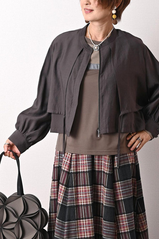 レイヤード風 スタンドカラージャケット