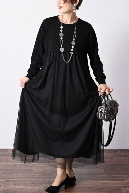 ゆったり柔らかふわり！ソフトポンチ×チュールワンピース