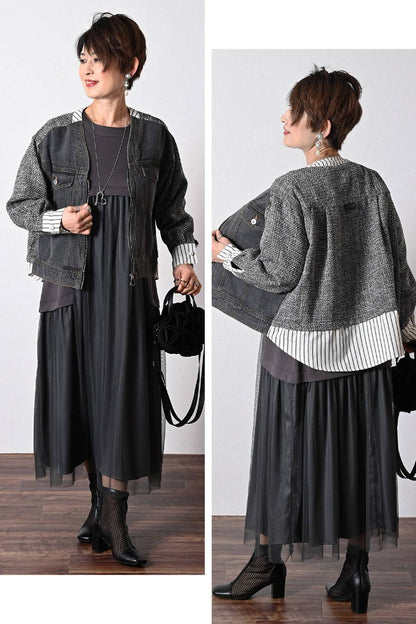 ゆったり柔らかふわり！ソフトポンチ×チュールワンピース