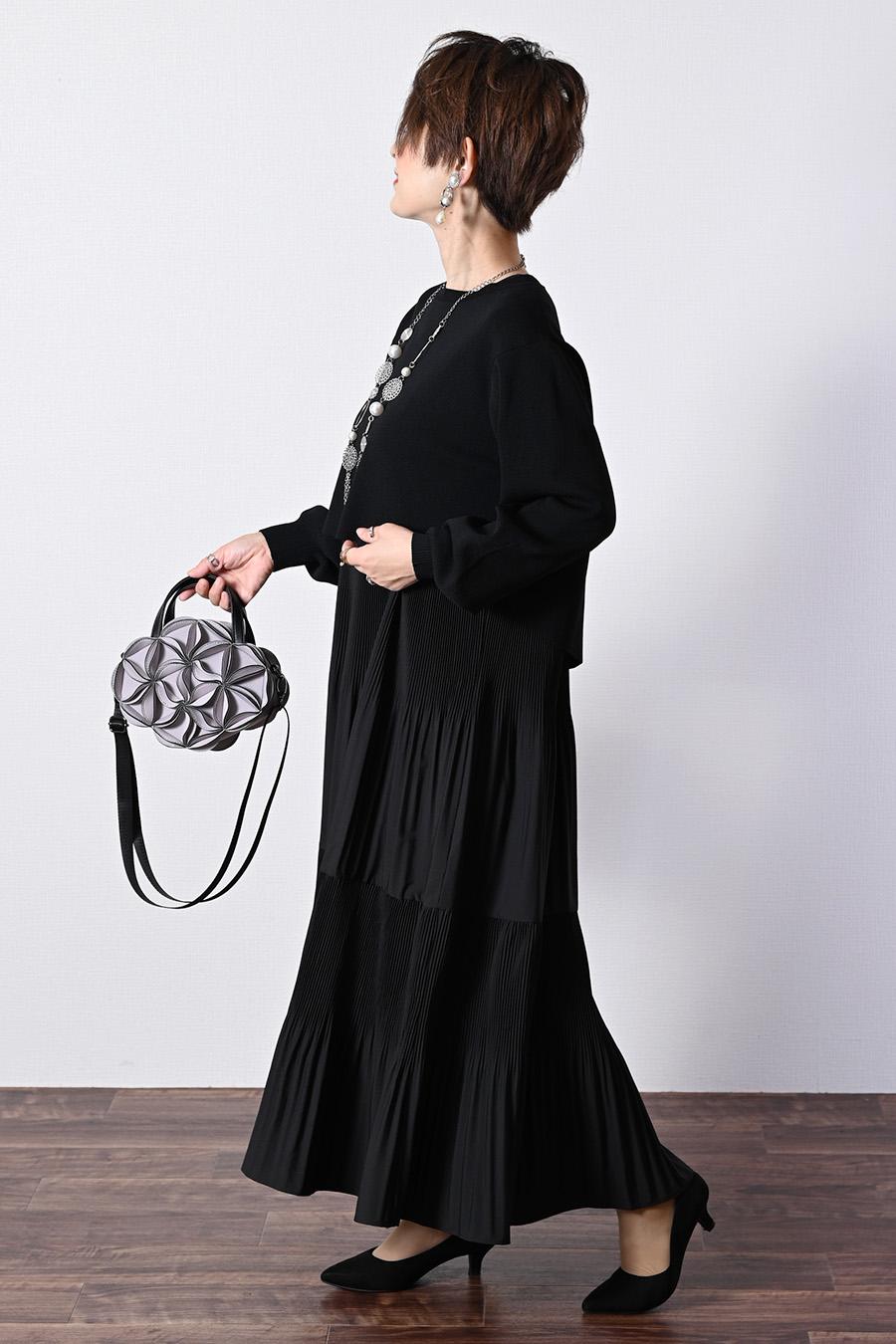 プリーツワンピース＋ニットボレロアンサンブル