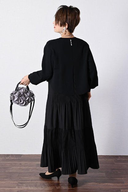 プリーツワンピース＋ニットボレロアンサンブル