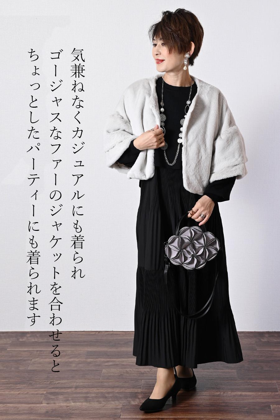 プリーツワンピース＋ニットボレロアンサンブル