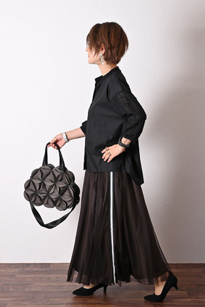 ストライプチュール＆サイドラインフレアスカート