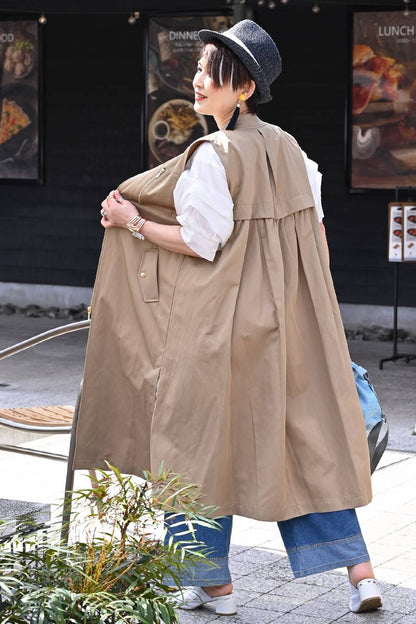 羽織るだけで垢抜け！バックギャザー・ミリタリーロングフライトジャケット