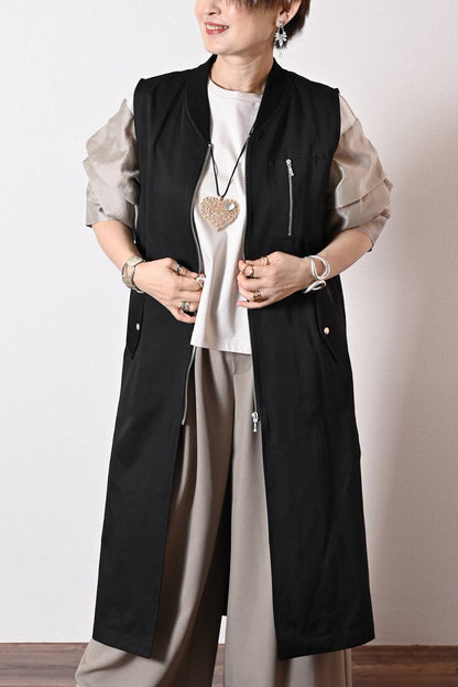 羽織るだけで垢抜け！バックギャザー・ミリタリーロングフライトジャケット