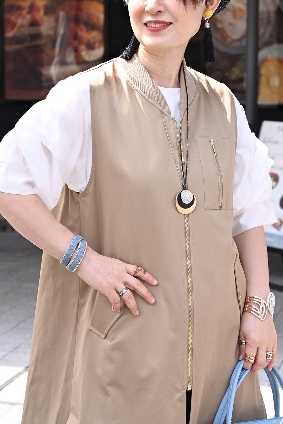 羽織るだけで垢抜け！バックギャザー・ミリタリーロングフライトジャケット