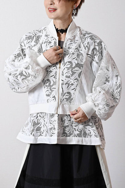 2WAY 総刺繍の贅沢！エンブロイダリーレース・ボンバージャケット