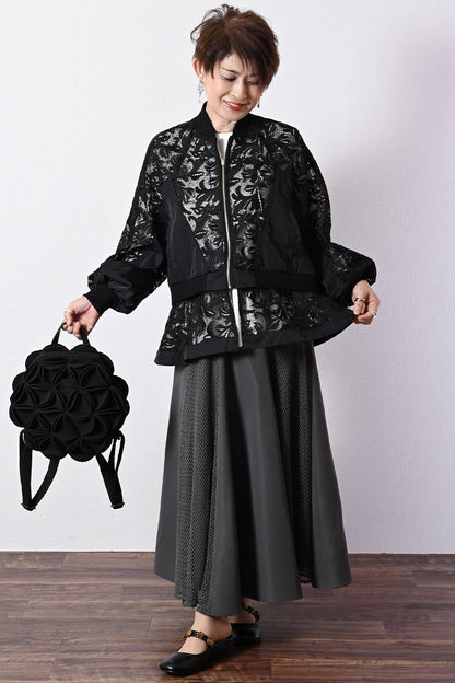 2WAY 総刺繍の贅沢！エンブロイダリーレース・ボンバージャケット