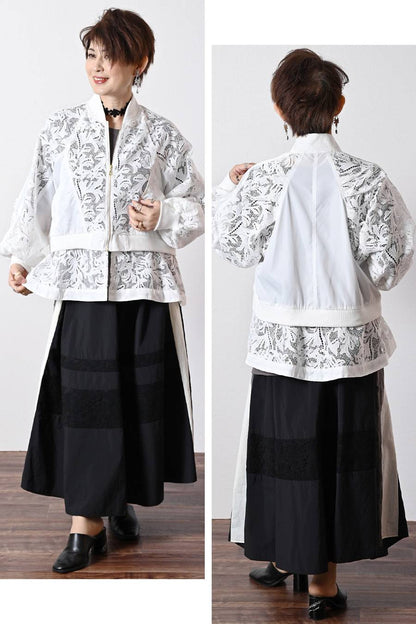 2WAY 総刺繍の贅沢！エンブロイダリーレース・ボンバージャケット