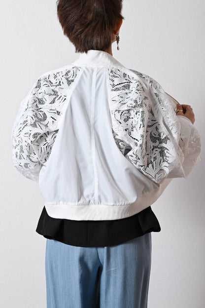 2WAY 総刺繍の贅沢！エンブロイダリーレース・ボンバージャケット