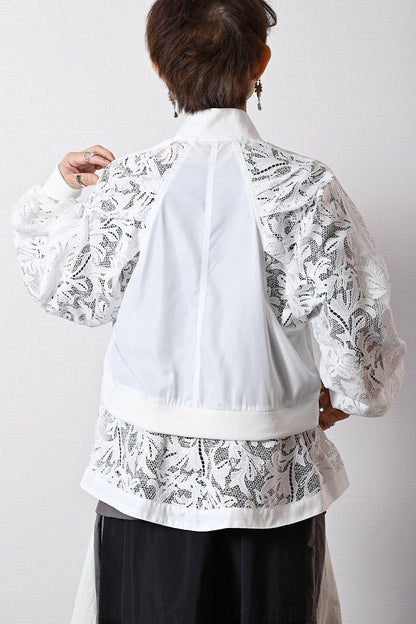 2WAY 総刺繍の贅沢！エンブロイダリーレース・ボンバージャケット