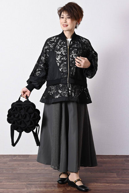 2WAY 総刺繍の贅沢！エンブロイダリーレース・ボンバージャケット