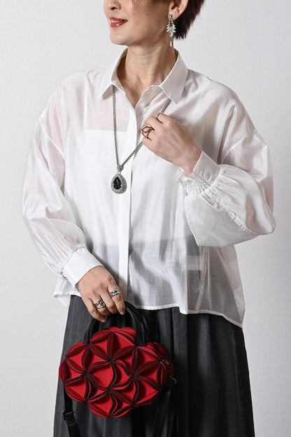 メッシュでモードな抜け感をプラス！シアー×メッシュ 薄軽コンビブラウス