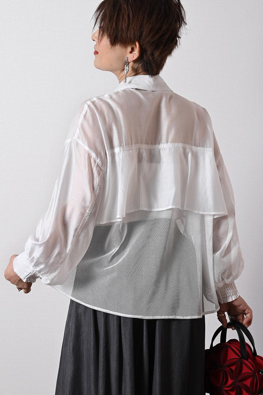 メッシュでモードな抜け感をプラス！シアー×メッシュ 薄軽コンビブラウス