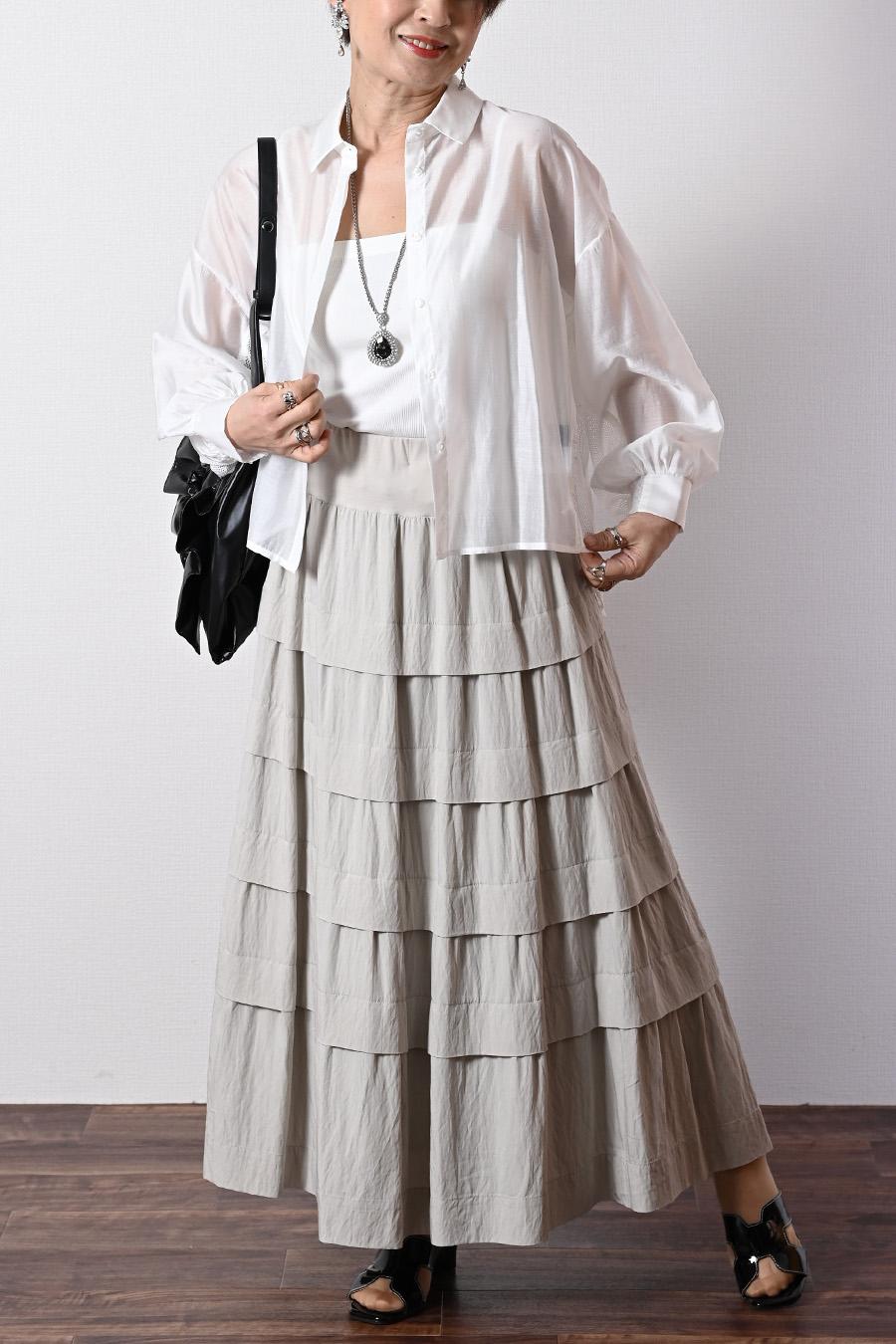 メッシュでモードな抜け感をプラス！シアー×メッシュ 薄軽コンビブラウス