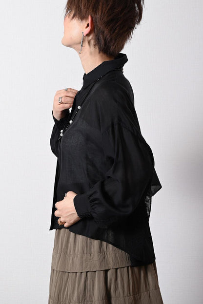 メッシュでモードな抜け感をプラス！シアー×メッシュ 薄軽コンビブラウス