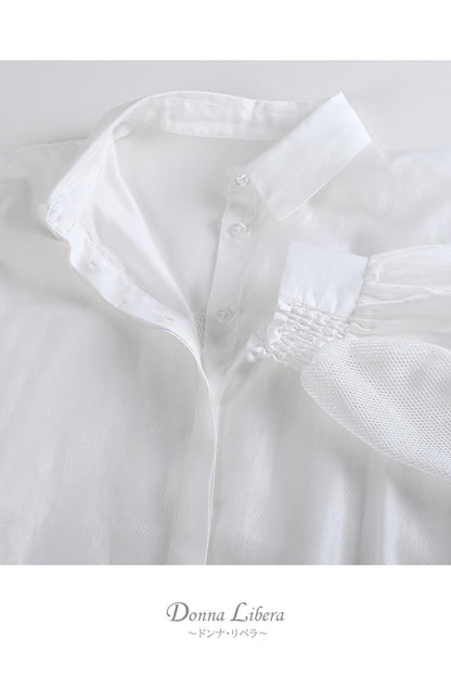 メッシュでモードな抜け感をプラス！シアー×メッシュ 薄軽コンビブラウス