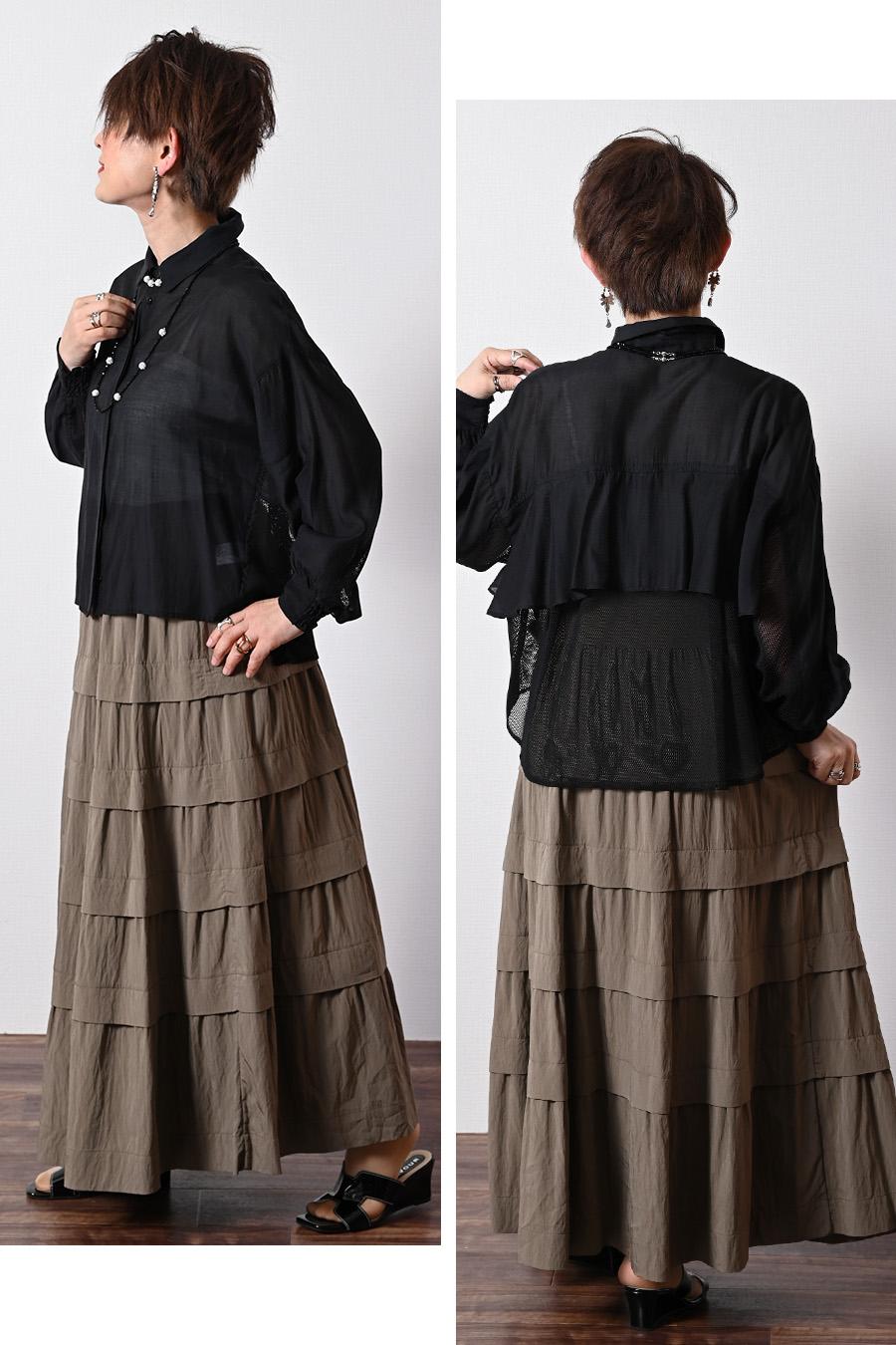 メッシュでモードな抜け感をプラス！シアー×メッシュ 薄軽コンビブラウス