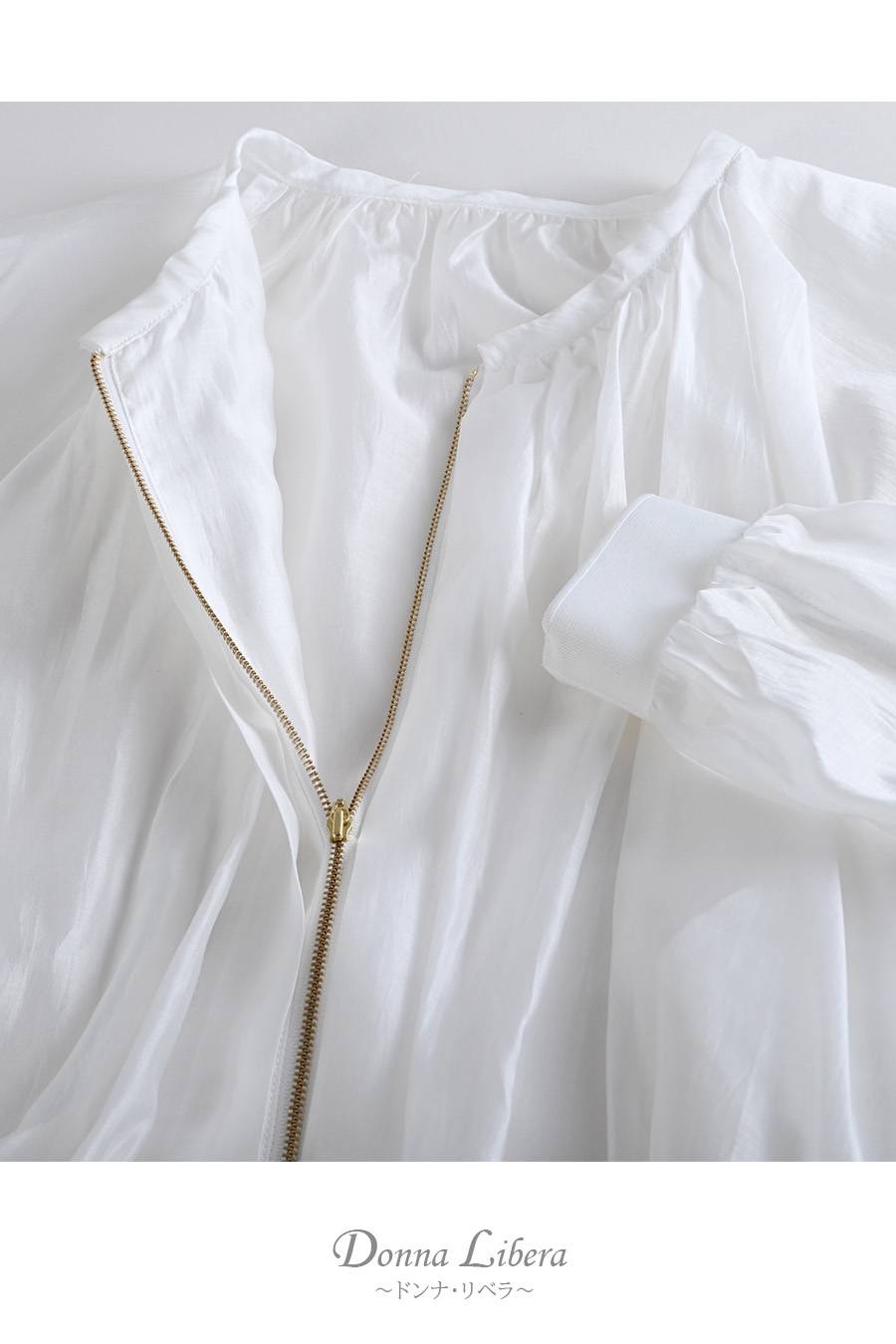 空気のような軽やかさ！シアーギャザー ジップアップブルゾン