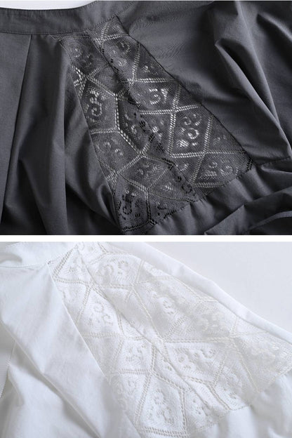 肩先に宿るエレガンス！肩レース切替 ボリュームスリーブブラウス