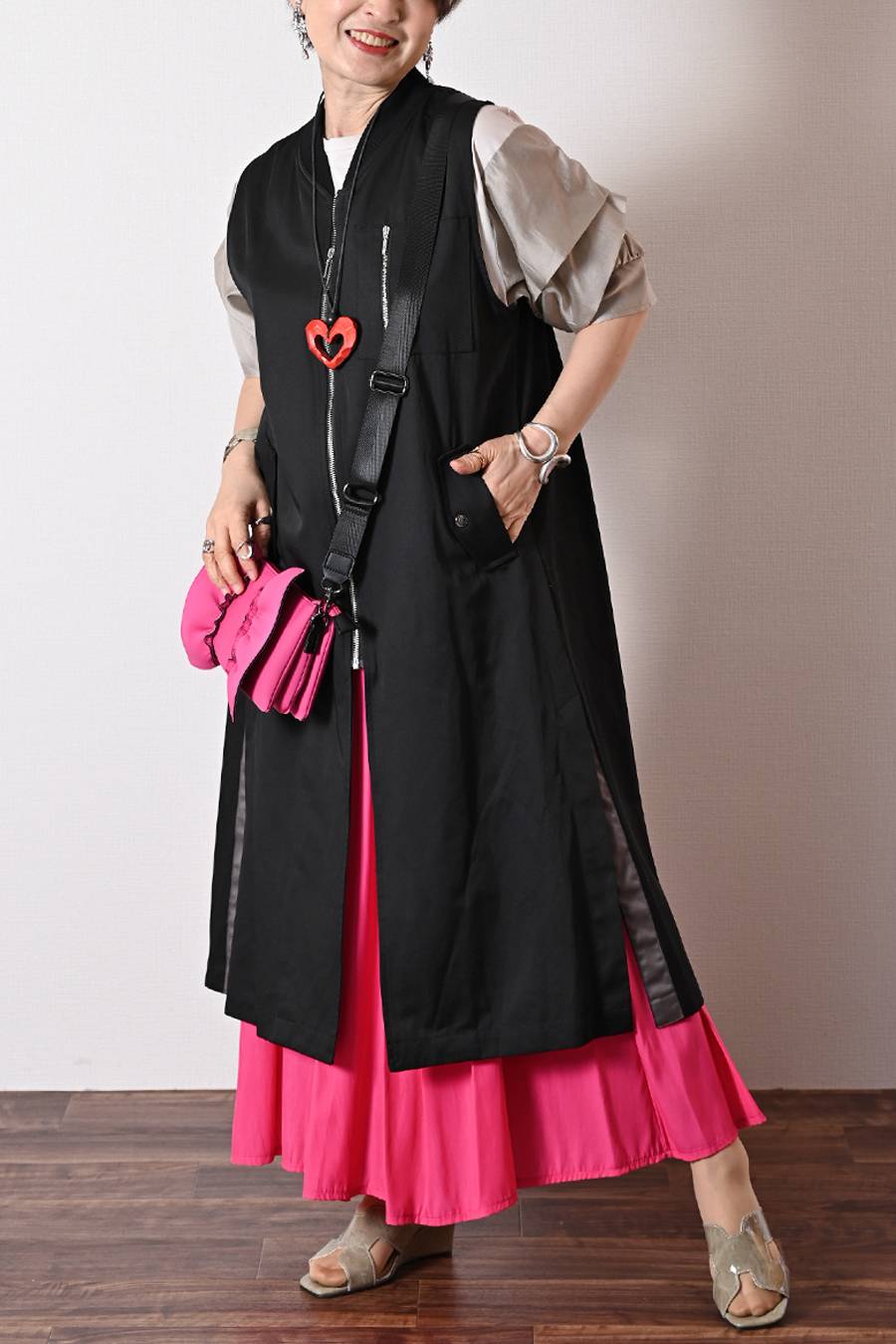 華やかさと立体感！袖ボリューム・異素材切替カットソー